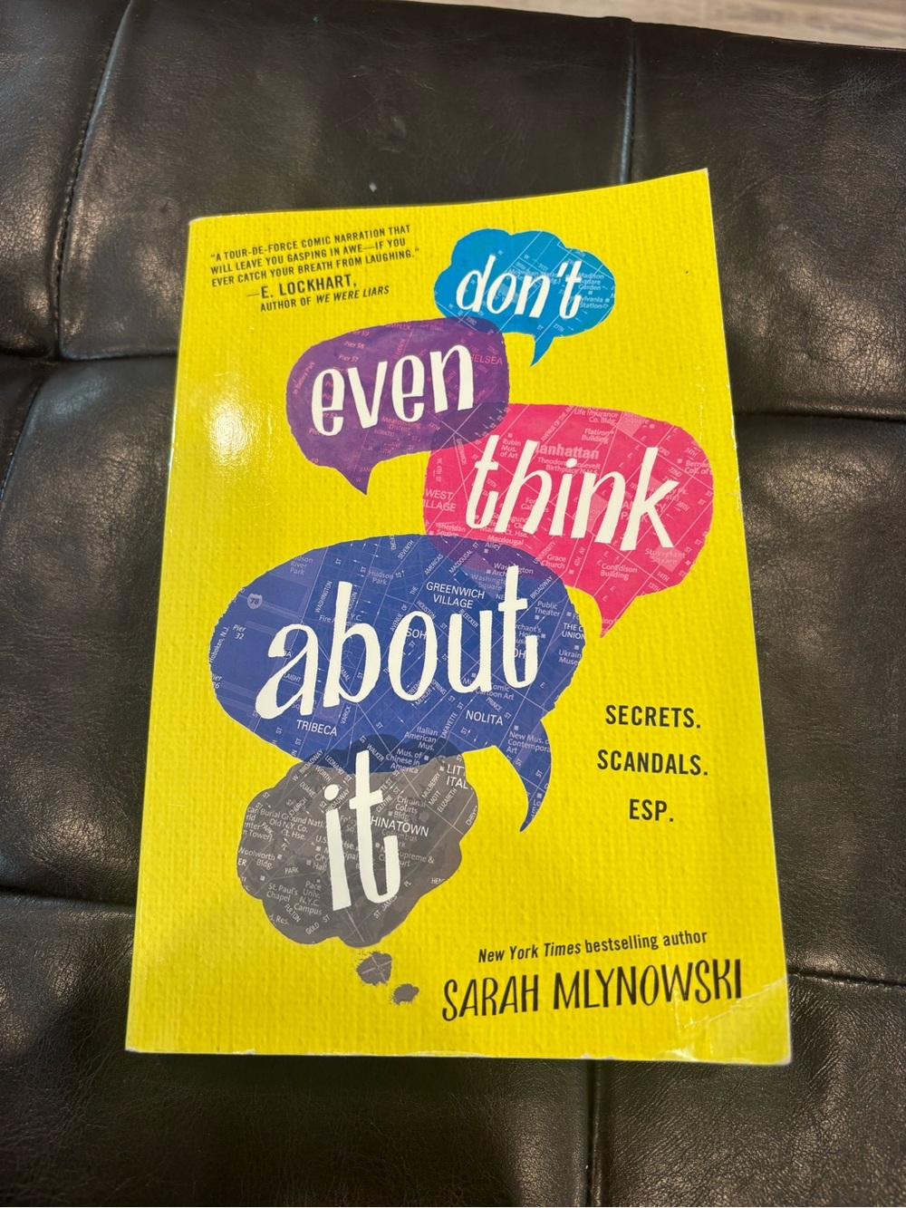 Don't Even Think About It by Sarah Mlynowski - Bright Yellow Cover